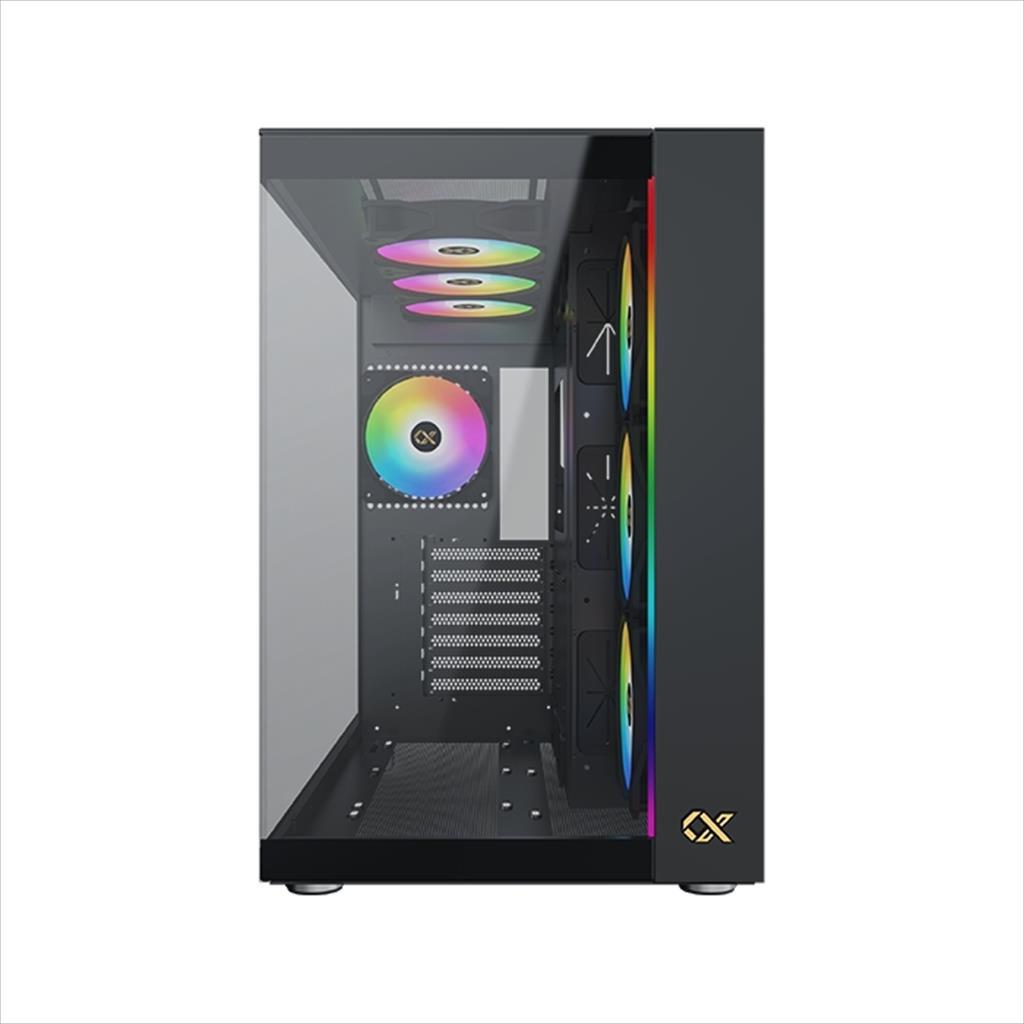 CASE XIGMATEK ATX mid-Tower AQUA ULTRA AIR BLACK w/2xTG, Top Mesh,Front ARGB LED strip,7x120mm Z20A ARGB Galaxy II Fan Control Kit,USB type C, EN41907 02471