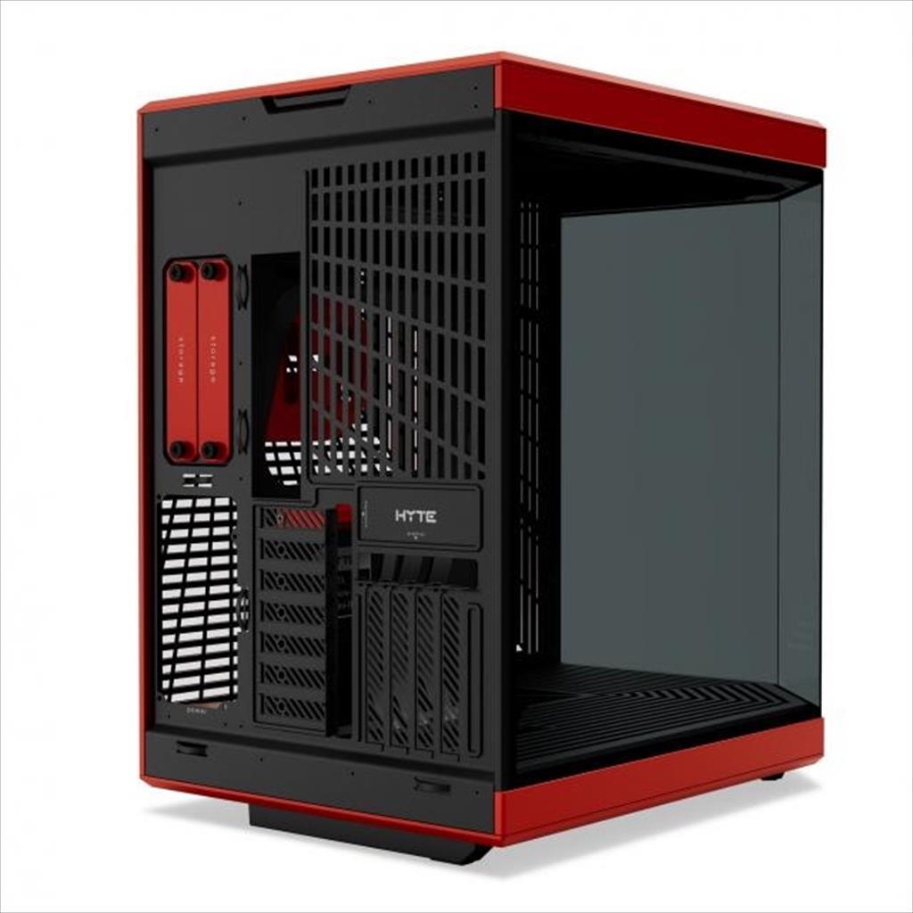 CASE HYTE E-ATX Mid-Tower Y70, x2 Tempered glass, w/riser 4.0 cable, USB 3.2 Type C, Black/Red, CS-HYTE-Y70-BR 02507