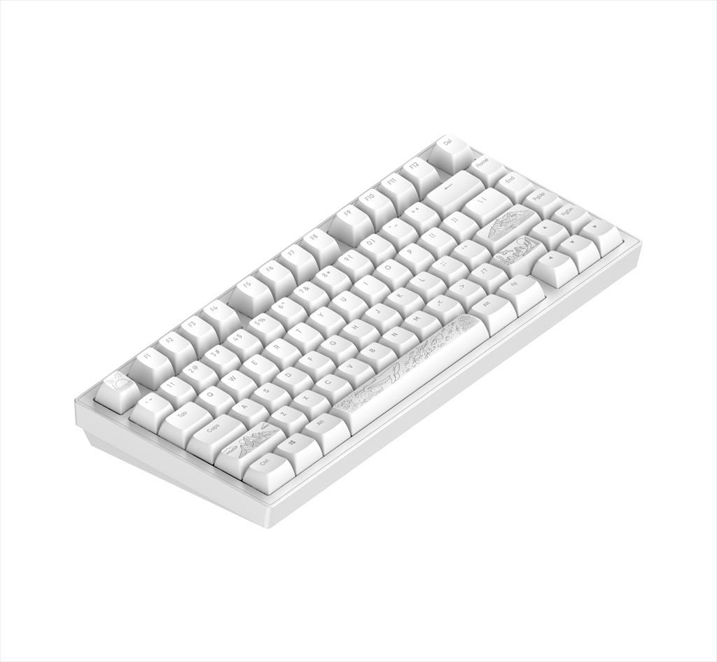 KEYBOARD MECHANICAL DARK PROJECT ALU81A TERRA NOSTRA WHITE HS RGB linear mechanical switches G3ms Moonstone- Pre-lubed, +4 switch, COILED CABLE 08741