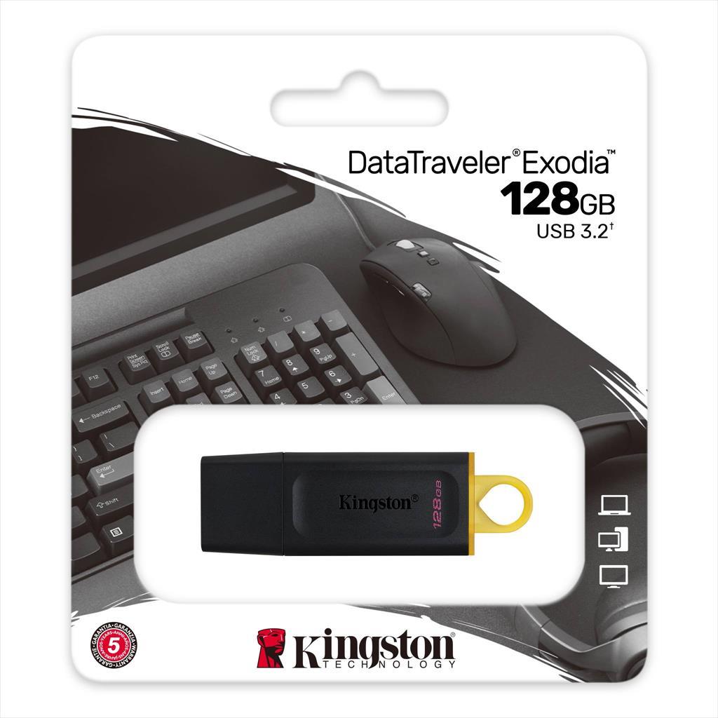 MEMORY USB 3.2 Gen1 128GB KINGSTON DATA TRAVELER EXODIA , Black/Yellow, DTX/128GB 25081