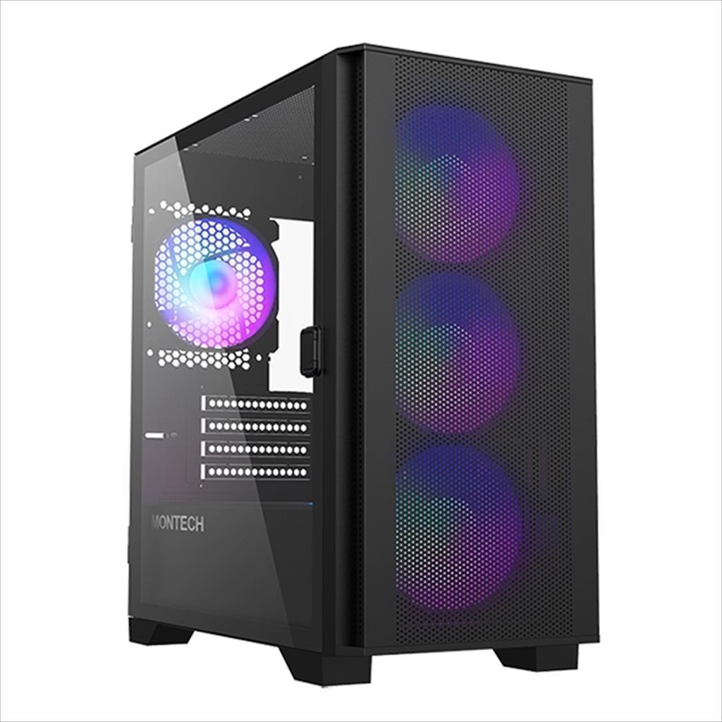 CASE MONTECH mATX AIR 100 ARGB w/ Tempered glass, 4x120mm ARGB fans, Black 02484