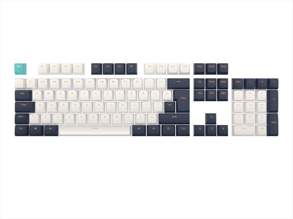 KEYBOARD MECHANICAL KEYCAPS DARK PROJECT NAVY BLUE, (ANSI & ISO LAYUOT 177PCS), White/Blue, KS-1060 08698