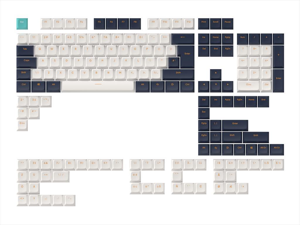 KEYBOARD MECHANICAL KEYCAPS DARK PROJECT NAVY BLUE, (ANSI & ISO LAYUOT 177PCS), White/Blue, KS-1060 08698