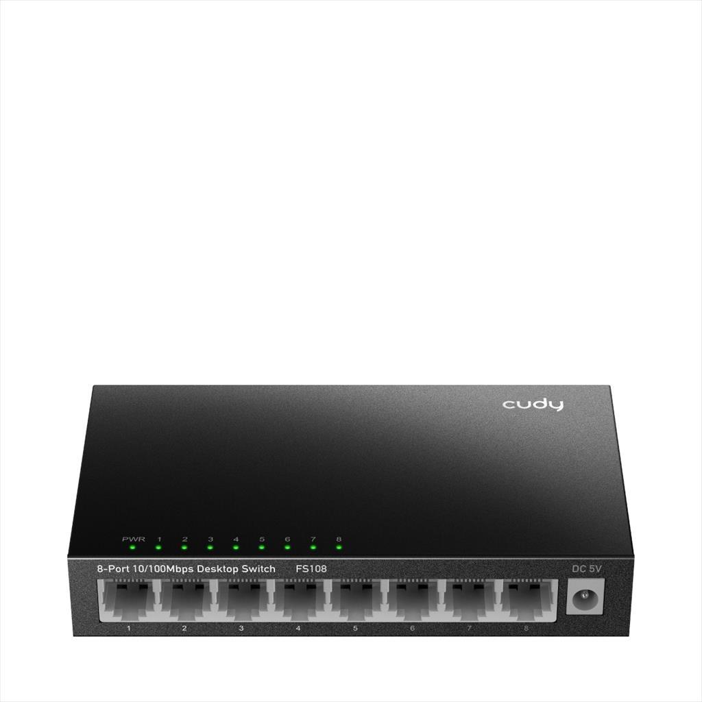 NET Switch CUDY 8-port 10/100 FS108, metal case 17559