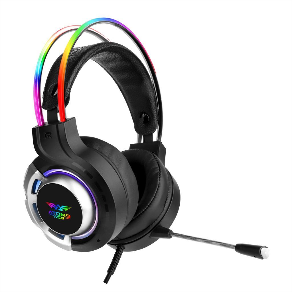 HEADPHONE ARMAGGEDDON ATOM 9 GAMING HEADSET,HIGH SENSITIVE MICROPHONE, USB for RGB, BRAIDED CABLE, Noice Cancelation, 1x 3.5mm jack 41414