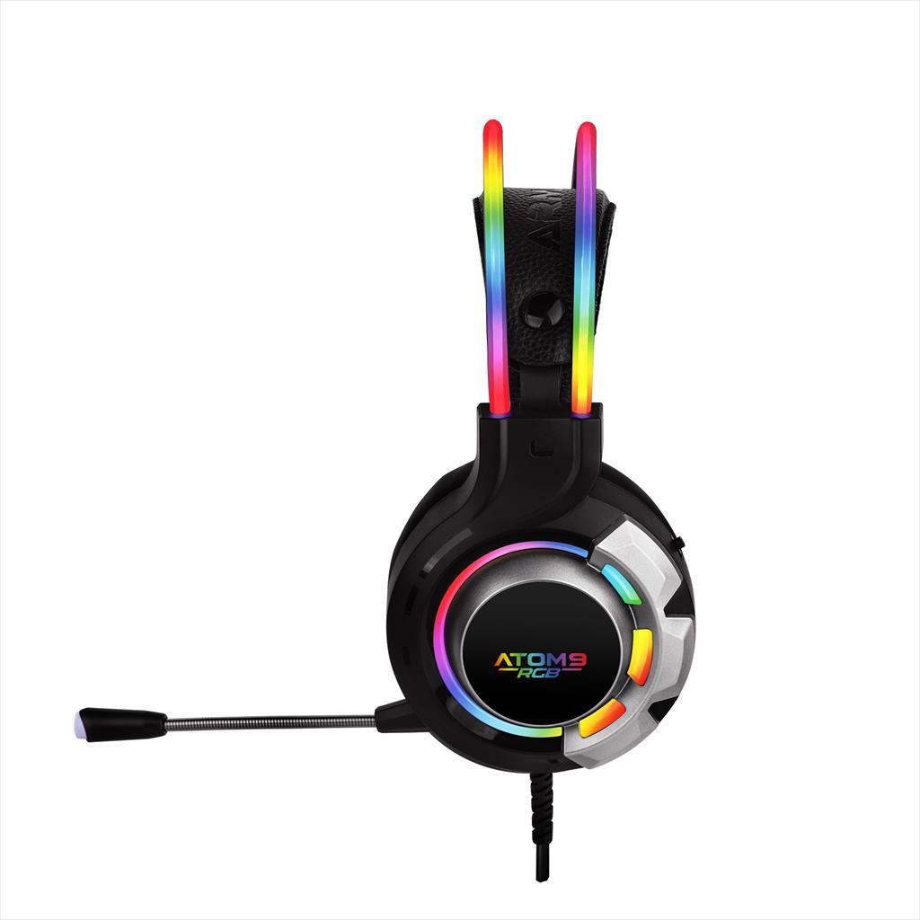 HEADPHONE ARMAGGEDDON ATOM 9 GAMING HEADSET,HIGH SENSITIVE MICROPHONE, USB for RGB, BRAIDED CABLE, Noice Cancelation, 1x 3.5mm jack 41414