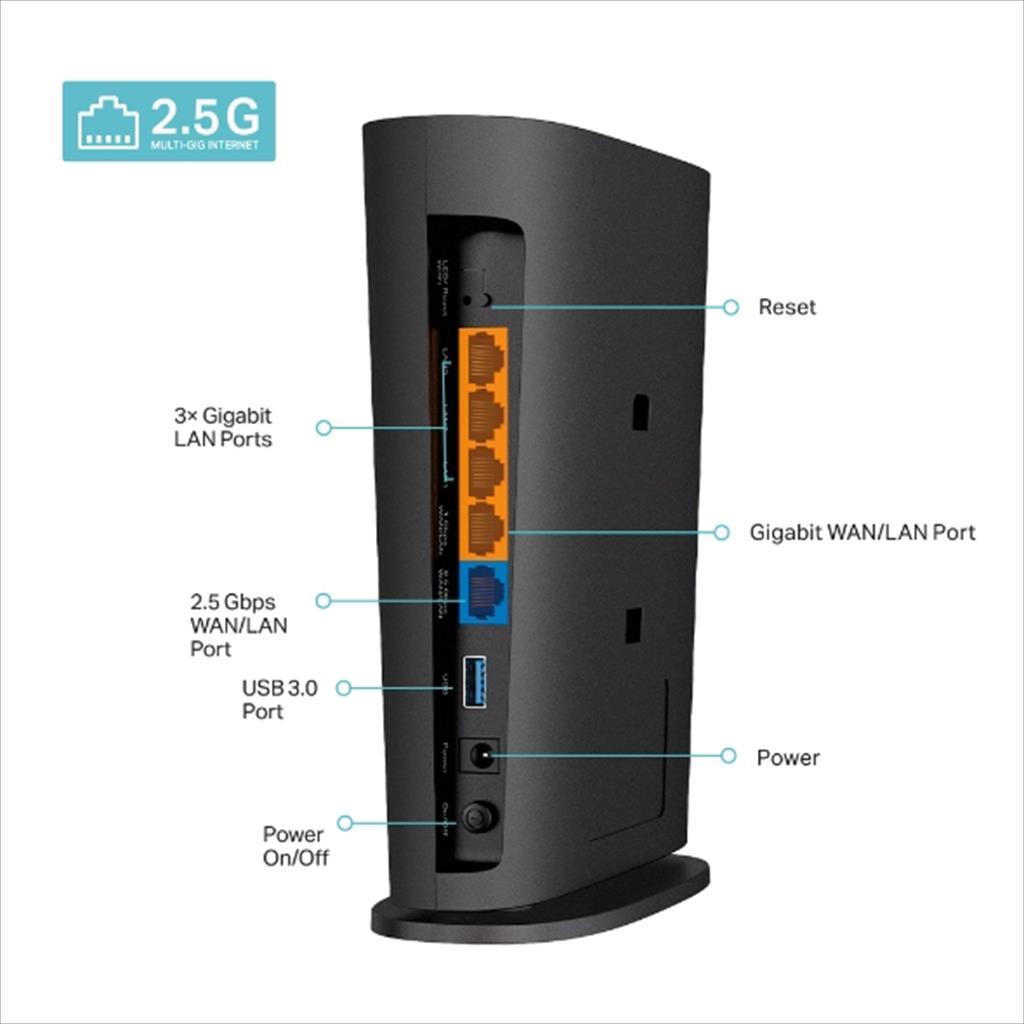NET ROUTER Wireless TP-LINK ARCHER AX80, AX6000 5Ghz, 2,5Gb WAN/LAN port, 1Gb WAN/LAN port, 3xGb Lan port, Wi-Fi 6, Dual Band, USB 3.0 17630