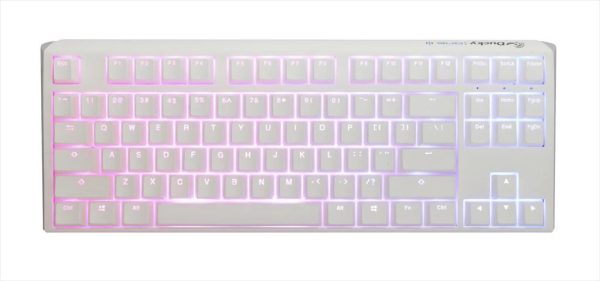 Keyboard mechanical ducky one 3 classic pure white rgb tkl pbt double-shot keycaps hot-swappable cherry mx speed silver, dkon2187st-puspdpwwwsc1
