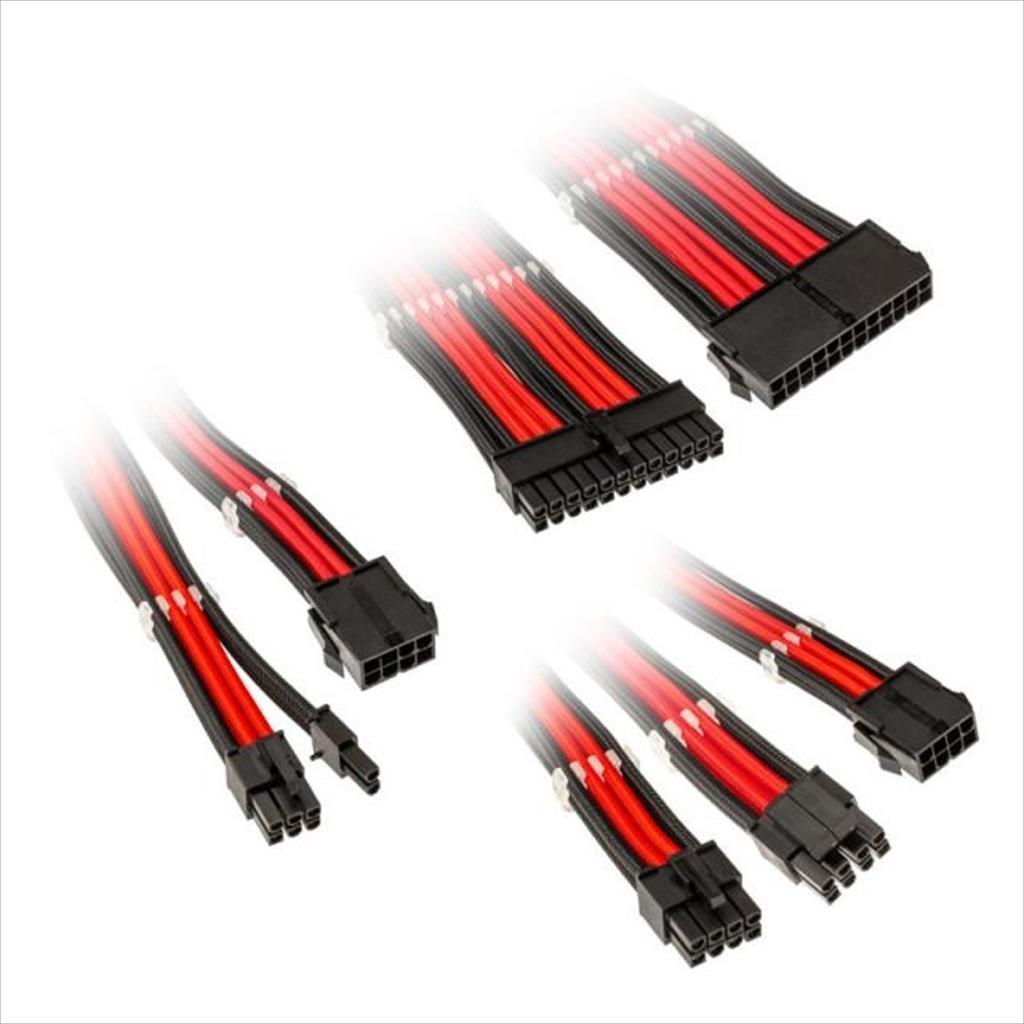 EXTENSION PSU KIT KOLINK ATX 24-pin, CPU 4+4-pin, PCI-E 8-pin x2, PCI-E 6+2-pin x3, w/cable clips BLACK/RED ZUAD-1285 13460