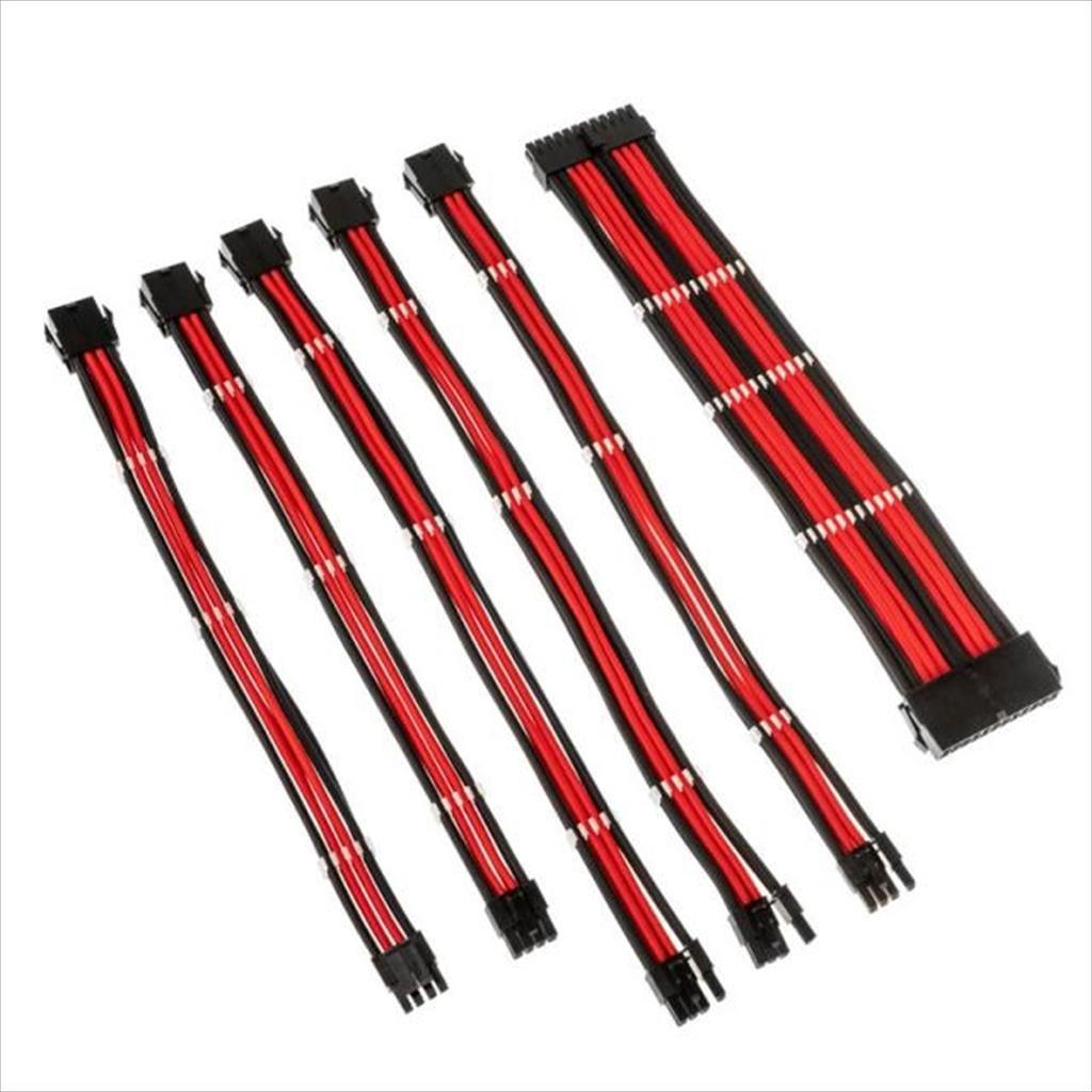 EXTENSION PSU KIT KOLINK ATX 24-pin, CPU 4+4-pin, PCI-E 8-pin x2, PCI-E 6+2-pin x3, w/cable clips BLACK/RED ZUAD-1285 13460