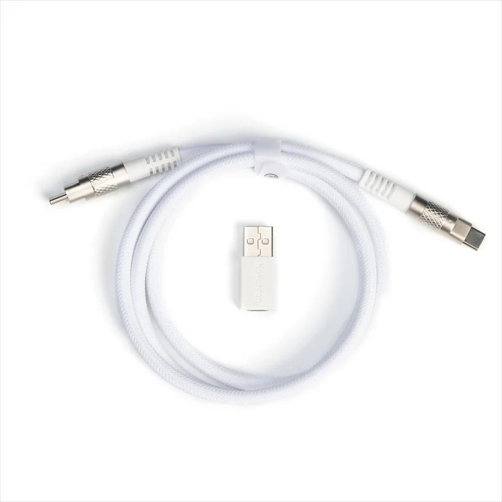 KEYBOARD ACCESSORY KEYCHRON DOUBLE SLEEVED GEEK CUSTOM CABLE (Type-C to Type-C) w/adapter type-A to Type-C, WHITE, CAB-20 08626