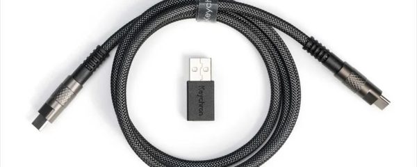 KEYBOARD ACCESSORY KEYCHRON DOUBLE SLEEVED GEEK CUSTOM CABLE (Type-C to Type-C) w/adapter type-A to Type-C, BLACK, CAB-21