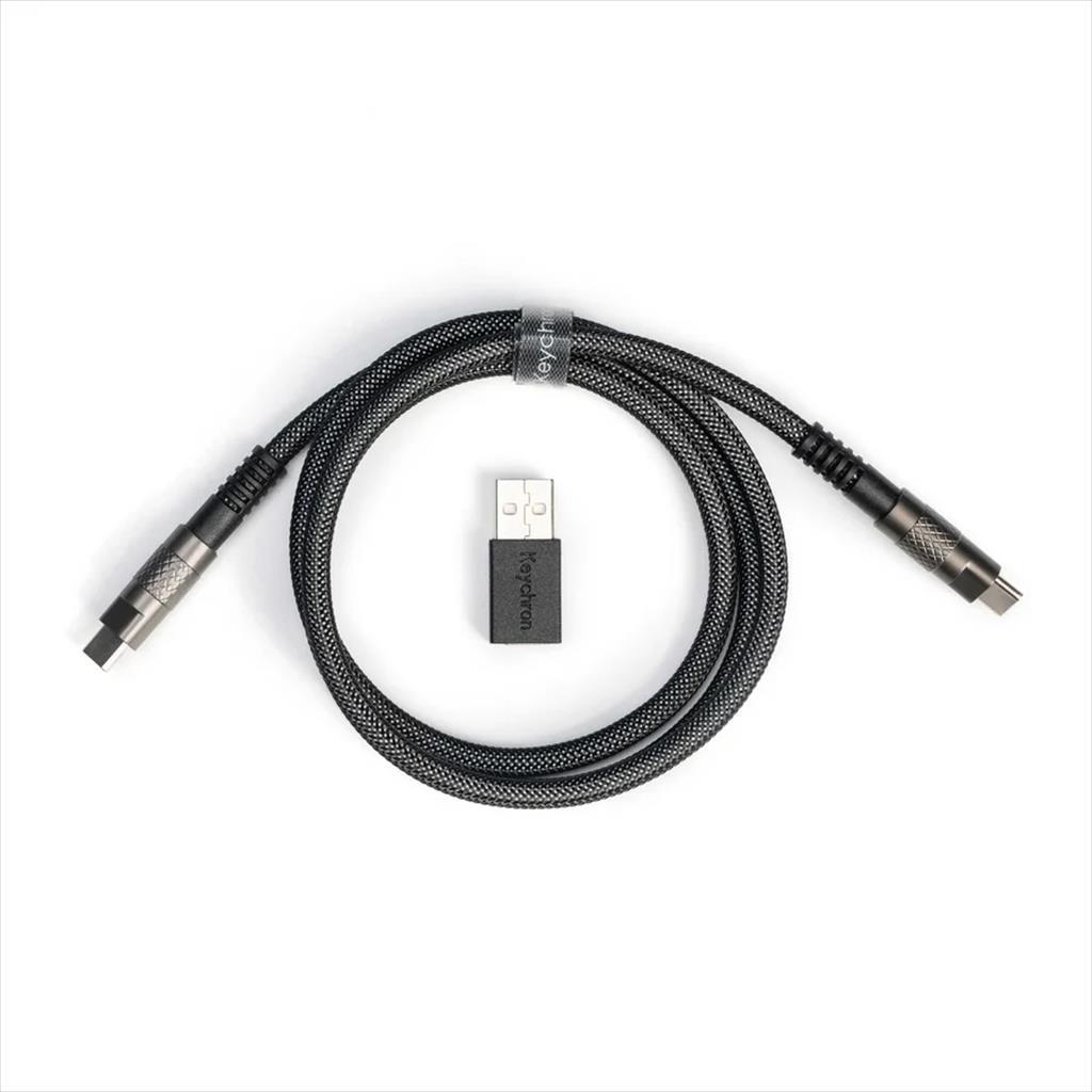 KEYBOARD ACCESSORY KEYCHRON DOUBLE SLEEVED GEEK CUSTOM CABLE (Type-C to Type-C) w/adapter type-A to Type-C, BLACK, CAB-21 08627