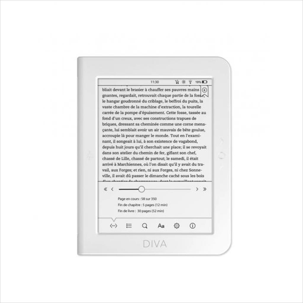TABLET EBOOK READER BOOKEEN DIVA HD 6" 1440x1080,16GB, E-ink touchscreen, White 40113