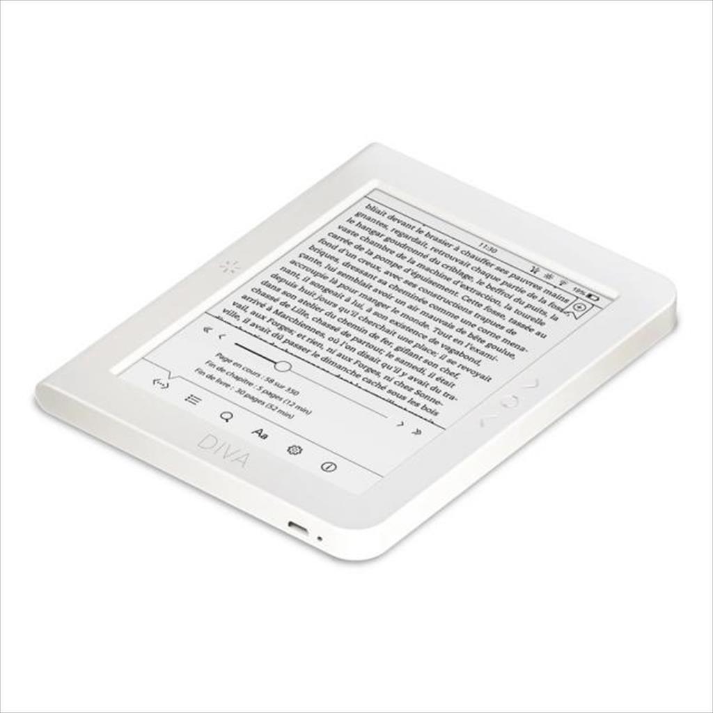 TABLET EBOOK READER BOOKEEN DIVA HD 6" 1440x1080,16GB, E-ink touchscreen, White 40113