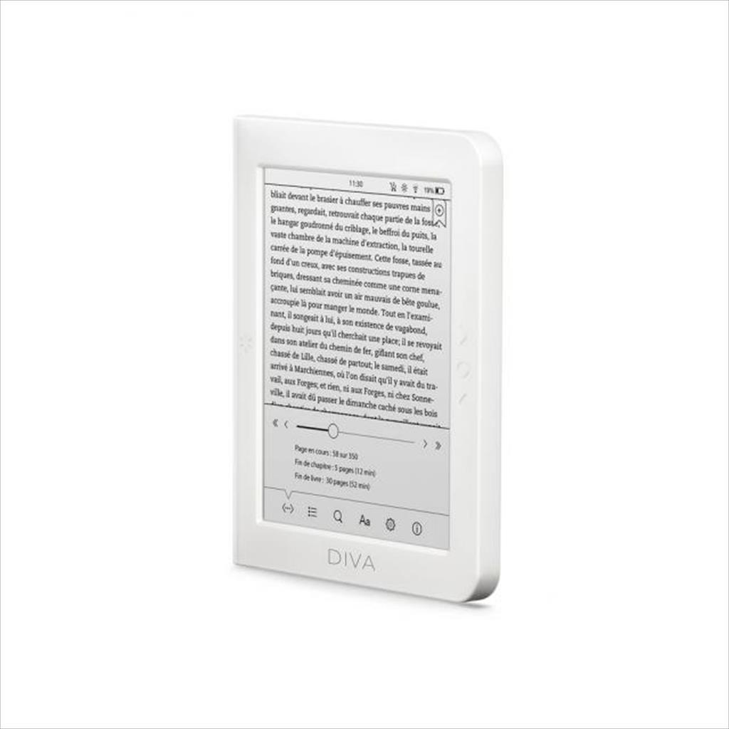 TABLET EBOOK READER BOOKEEN DIVA HD 6" 1440x1080,16GB, E-ink touchscreen, White 40113