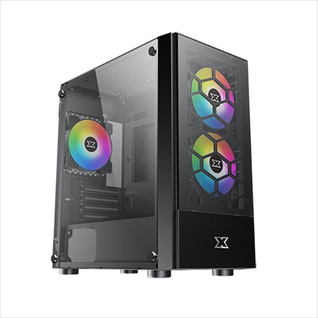 CASE XIGMATEK mATX OREO BLACK w/TG, Meshed Grill FP, 3x120mm X24F FIXED RGB Fan, EN47758 02481