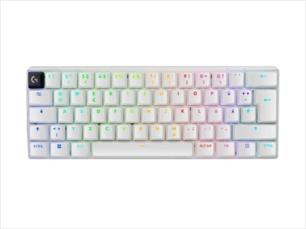 Keyboard wireless logitech pro x 60 lightspeed rgb, 60%, tactile gx optical switch, white, w/bluetooth, 920-011930