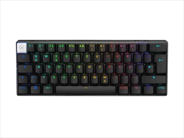 Keyboard wireless logitech pro x 60 lightspeed rgb, 60%, tactile gx optical switch, black, w/bluetooth, 920-011911