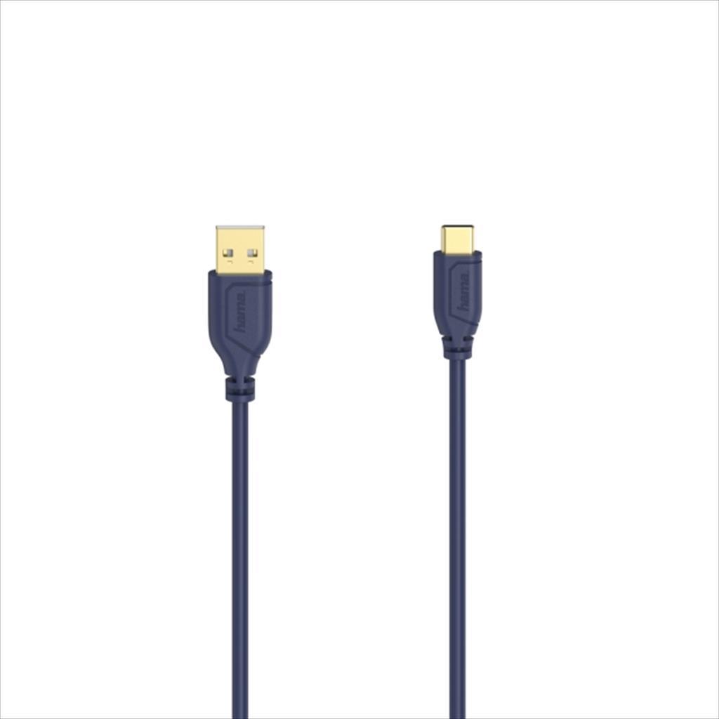 CABLES HAMA USB 2.0 AM - TYPE-C M FLEXI-SLIM BLUE 0.75m, 200635 13497