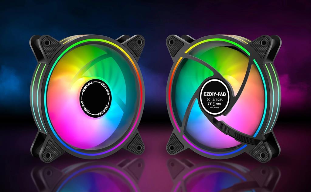COOLERS CASE FAN 3x120mm EZDIY-FAB MOONLIGHT Black, PWM, 1300 RPM, w/Controller HUB-X and remote 36614