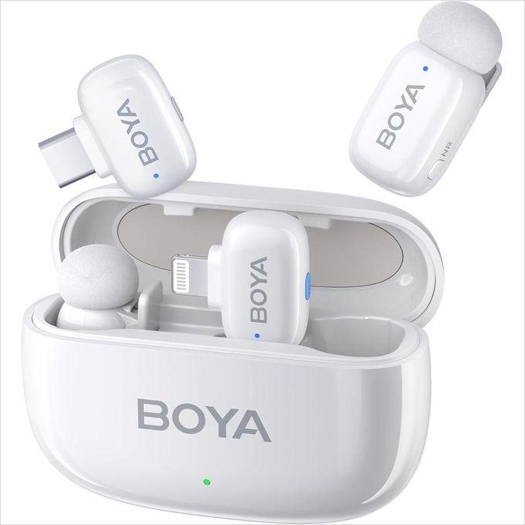 MICROPHONE WIRELESS SYSTEM BOYA MINI 13, 2xMIC, USB-C and Lightning receiver, white 51111