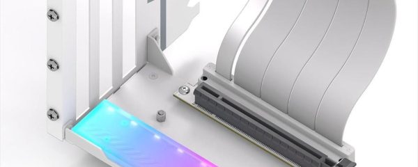 GPU VERTICAL BRACKET KIT EZDIY-FAB SHIELD ARGB PCIe 16x Gen4 w/RISER CABLE 115mm, 90° White