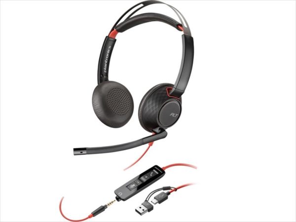 Headphones plantronics blackwire c5220 w/microphone usb type-c, 1x3.5mm/ usb-c/a adapter, 8x231a6
