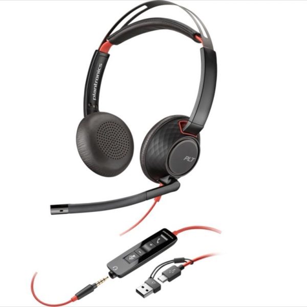 HEADPHONES PLANTRONICS Blackwire C5220 w/microphone USB Type-C, 1x3.5mm/ USB-C/A adapter, 8X231A6 41396