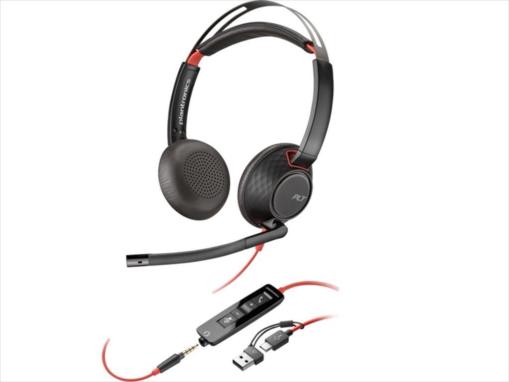 HEADPHONES PLANTRONICS Blackwire C5220 w/microphone USB Type-C, 1x3.5mm/ USB-C/A adapter, 8X231A6 41396