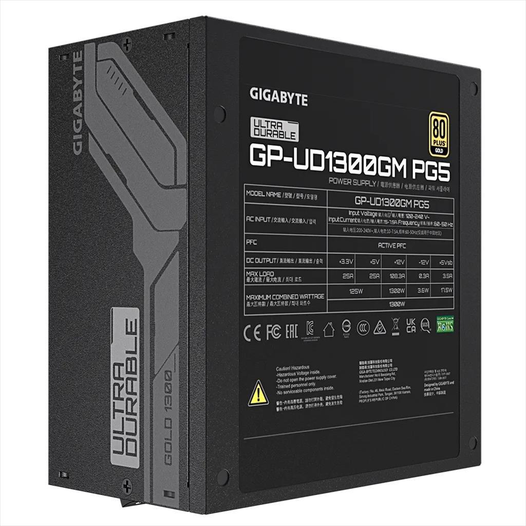PSU 1300W GIGABYTE UD1300GM PG5 80 PLUS GOLD w/PCIE 5.0, FULL MODULAR, BLACK, GP-UD1300GM PG5 26327