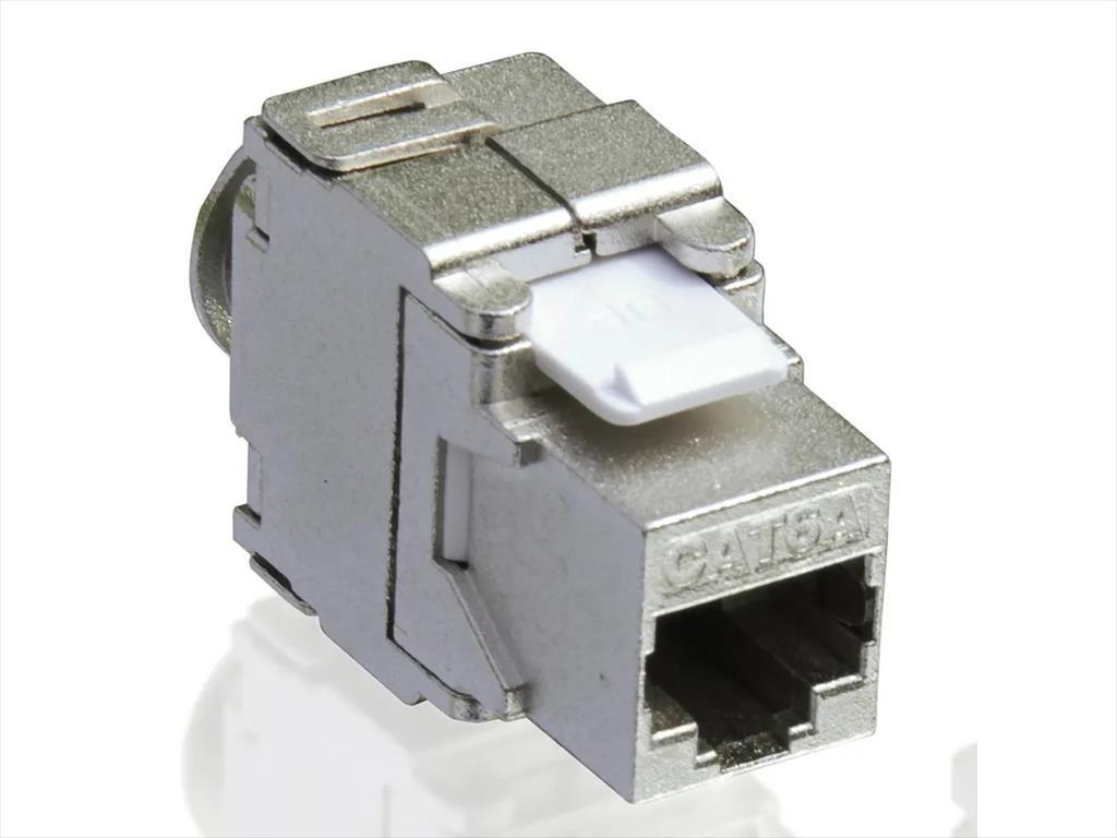 NET MODULCat6A STP keystone jack, tool-free, silver Secomp 27168