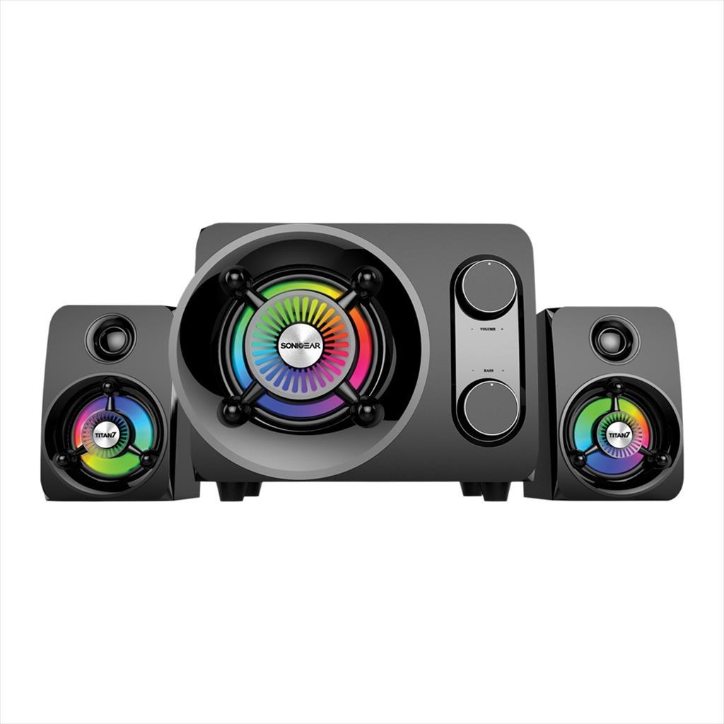 SPEAKERS 2.1 SONICGEAR TITAN 7 PRO BTMI, Light Efect, USB/SD CARD Music Playback,(25W) AUX/Bluetooth 4.2,FM Radio 28201