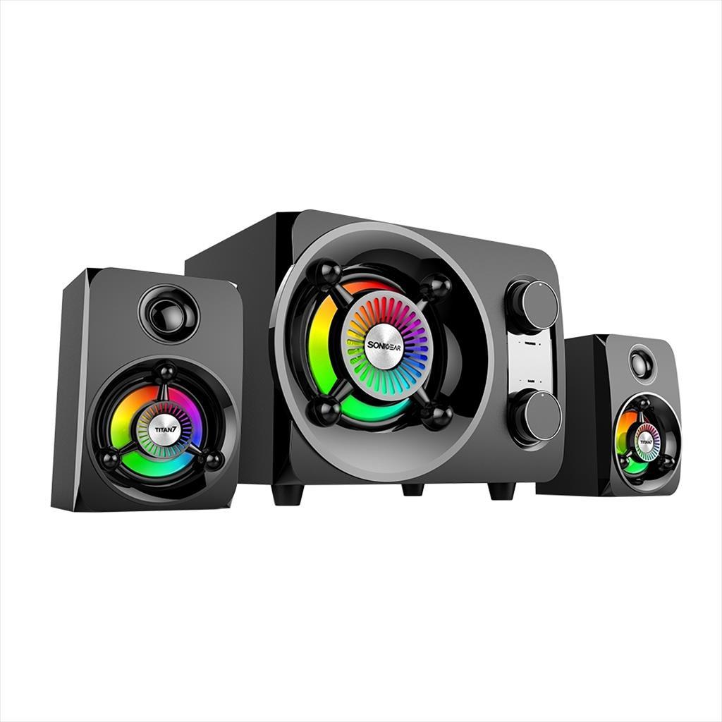 SPEAKERS 2.1 SONICGEAR TITAN 7 PRO BTMI, Light Efect, USB/SD CARD Music Playback,(25W) AUX/Bluetooth 4.2,FM Radio 28201