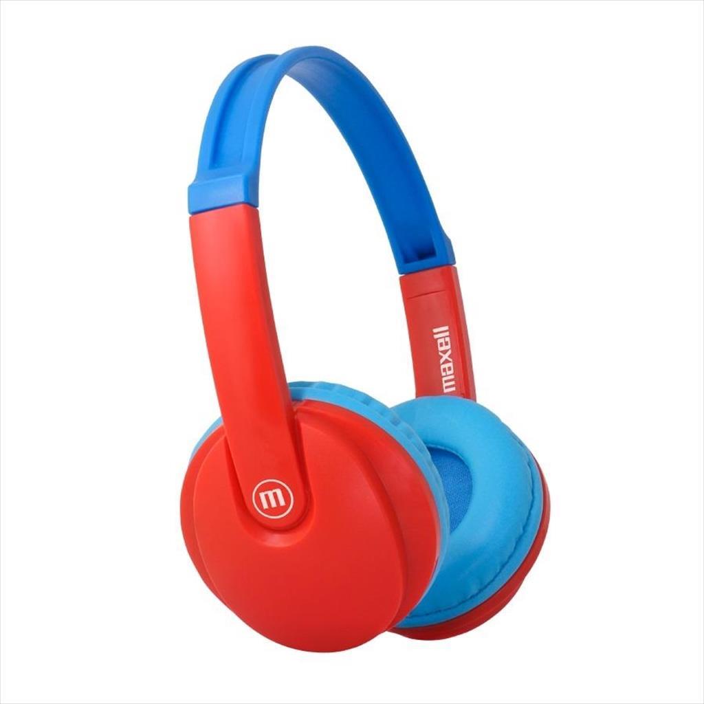 HEADPHONES WIRELESS MAXELL KIDZ Bluetooth w/microphone, HP-BT350 Blue/Red 41422