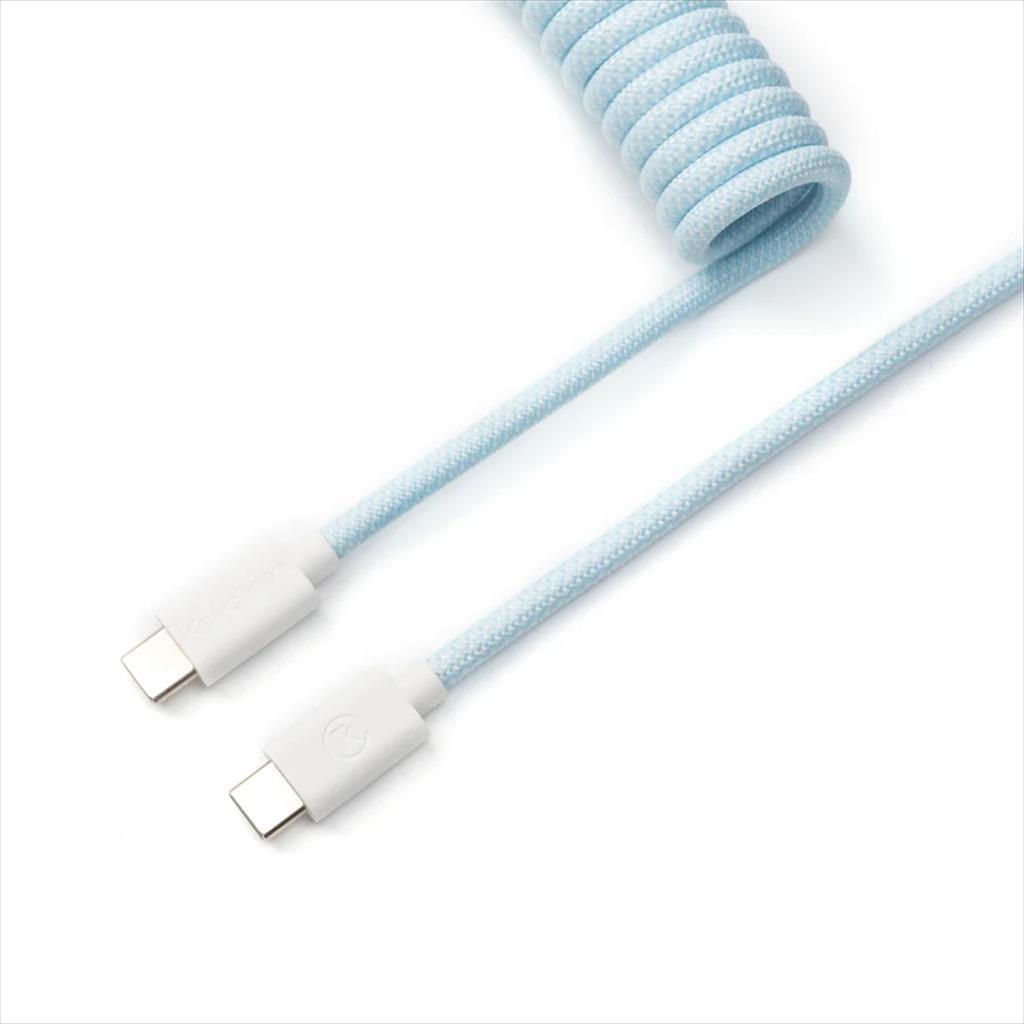KEYBOARD ACCESSORY KEYCHRON COILED AVIATOR CUSTOM CABLE (Type-C to Type-C) w/adapter type-A to Type-C, LIGHT BLUE, Cab-19 08637