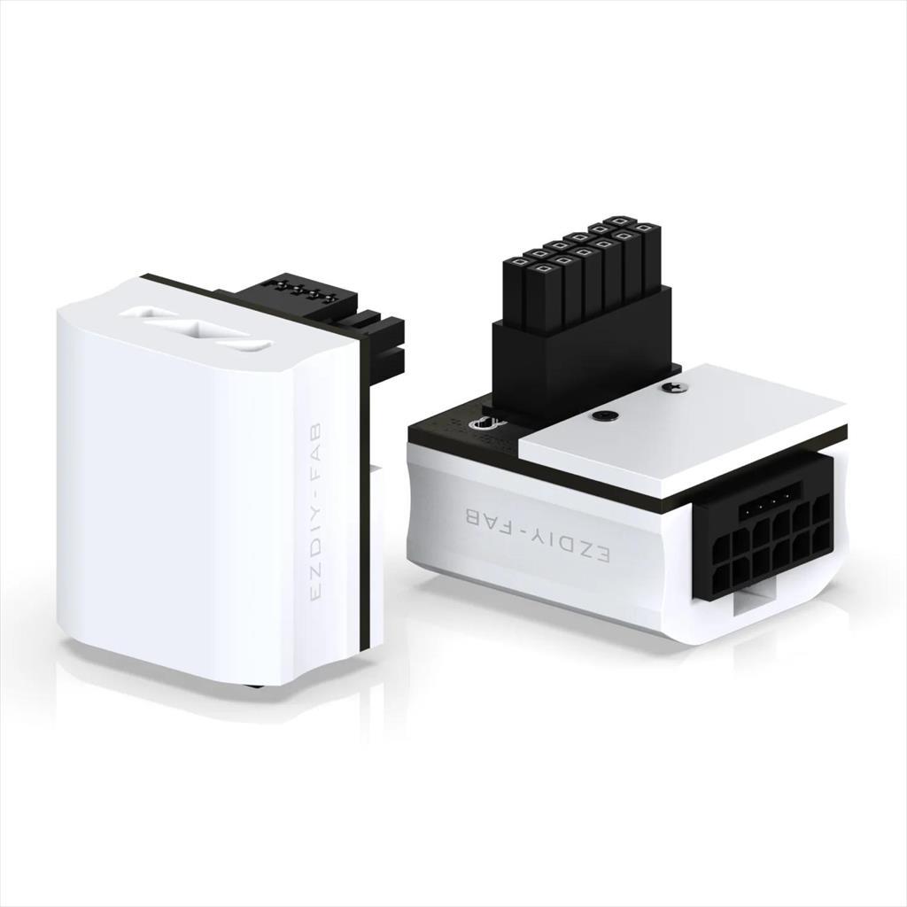 VGA POWER ADAPTER EZDIY-FAB 12VHPWR 600W RVS 90 DEGREES white 21723