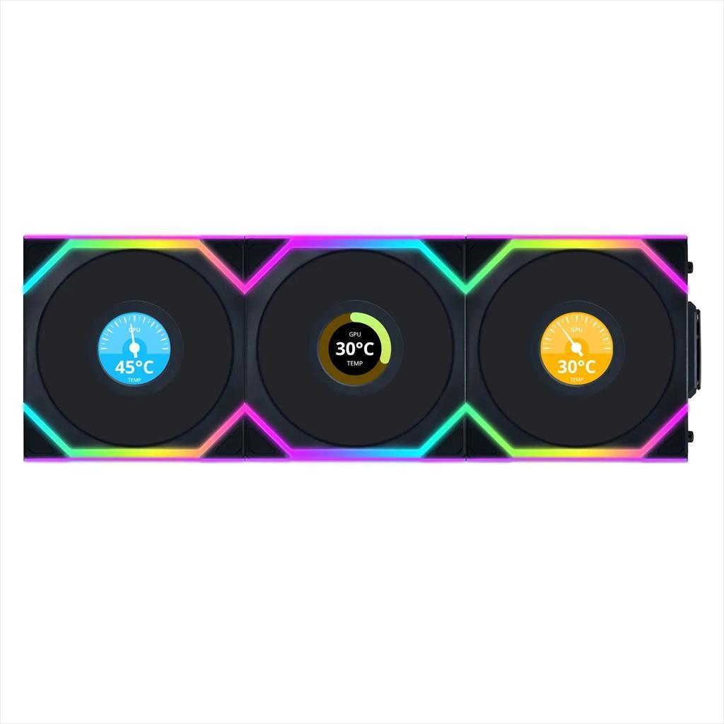 COOLERS CASE FAN 3x120mm LIAN LI UNI FAN SL w/ L-Wireless controller, LCD 120 A-RGB PWM, Black, 12SLLCD1W3B 36668