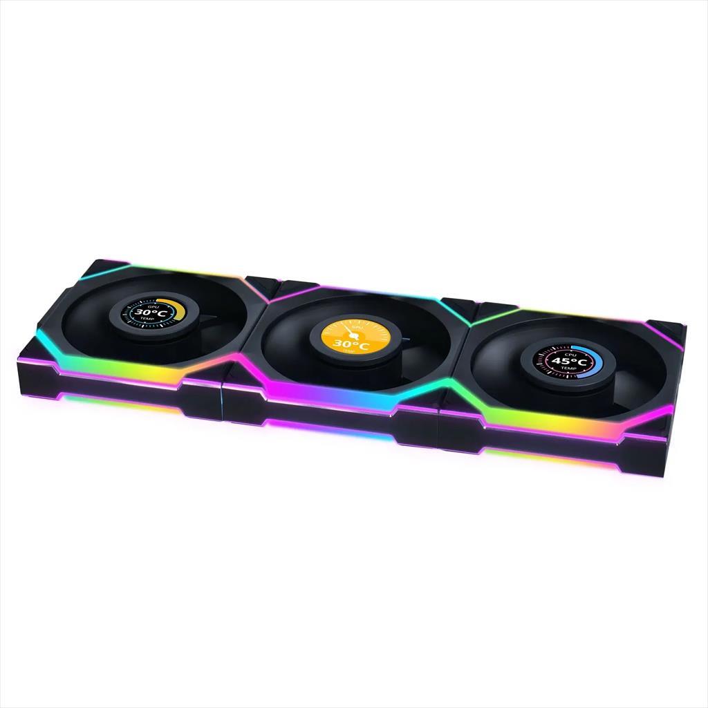 COOLERS CASE FAN 3x120mm LIAN LI UNI FAN SL w/ L-Wireless controller, LCD 120 A-RGB PWM, Black, 12SLLCD1W3B 36668