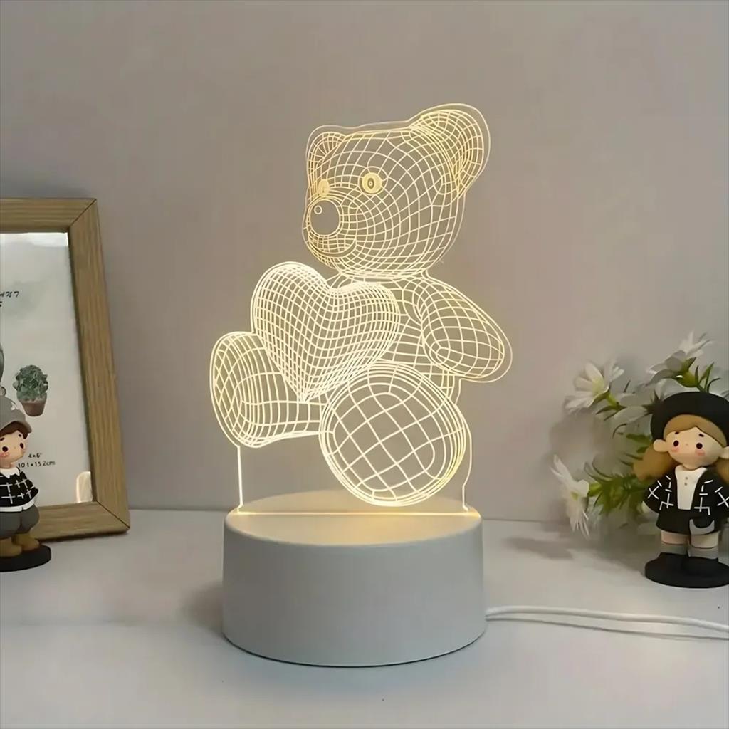 GAME FIGURINE TEDDY BEAR HEART 3D EXTRALINK NIGHT LAMP 56284