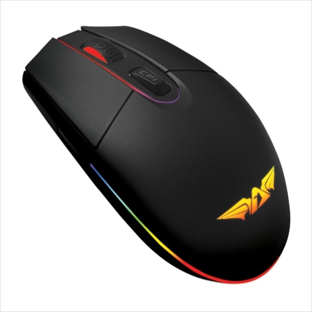 MOUSE WIRED ARMAGGEDDON, RAVEN III STEALTH, USB, CPI 8000, 7 PROGRAMMABLE BUTTONS,RGB ILLUMINATION, Silent click, Black (MOUSEPAD+ GLIDES in BOX) 07552