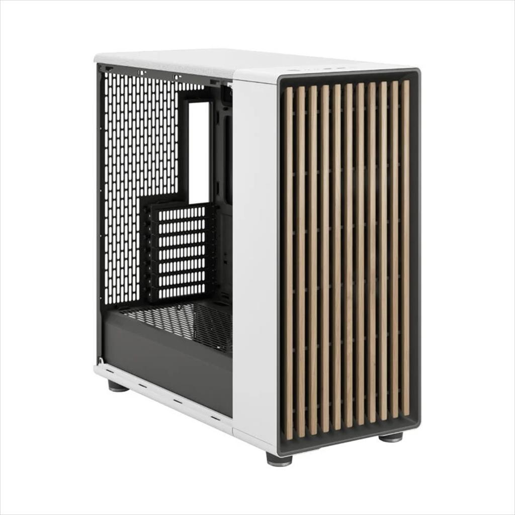 CASE FRACTAL DESIGN E-ATX Mid-Tower NORTH XL RC, 3x140mm Aspect 4-pin PWM fans, w/WINDOW, Front wood panel, Chalk White TG Clear, FD-C-NOR1X-06 02588