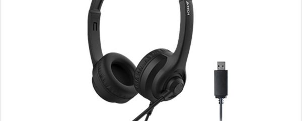 HEADPHONES A4TECH HU-8, w/microphone, USB, Black