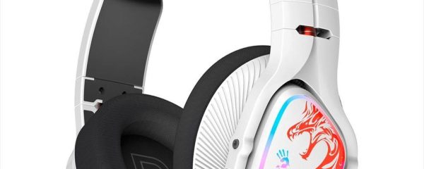 HEADPHONES WIRELESS A4TECH MR720 NARAKA Bloody Gaming RGB, w/mic, 3,5mm, 2.4G, BT 5.3, 90° Folding, w/Extension Dock, white