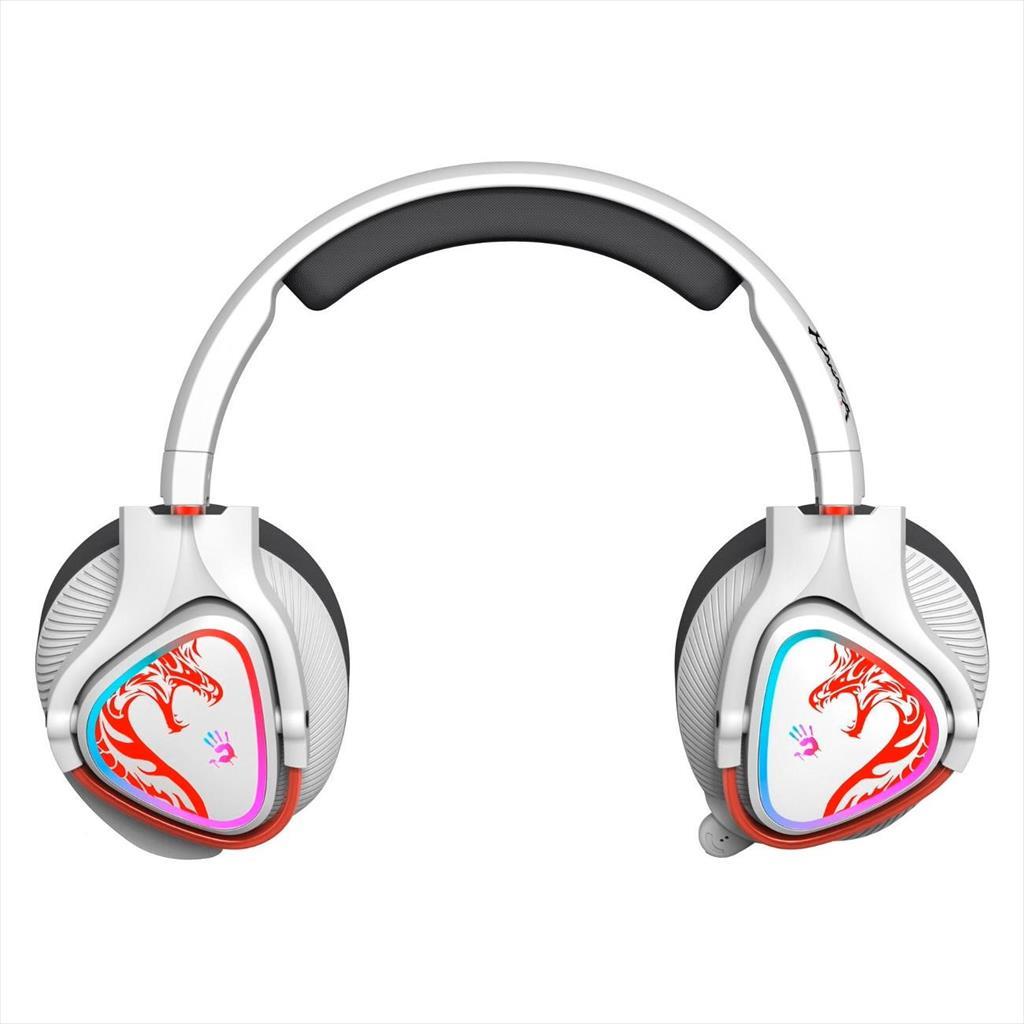 HEADPHONES WIRELESS A4TECH MR720 NARAKA Bloody Gaming RGB, w/mic, 3,5mm, 2.4G, BT 5.3, 90° Folding, w/Extension Dock, white 41439