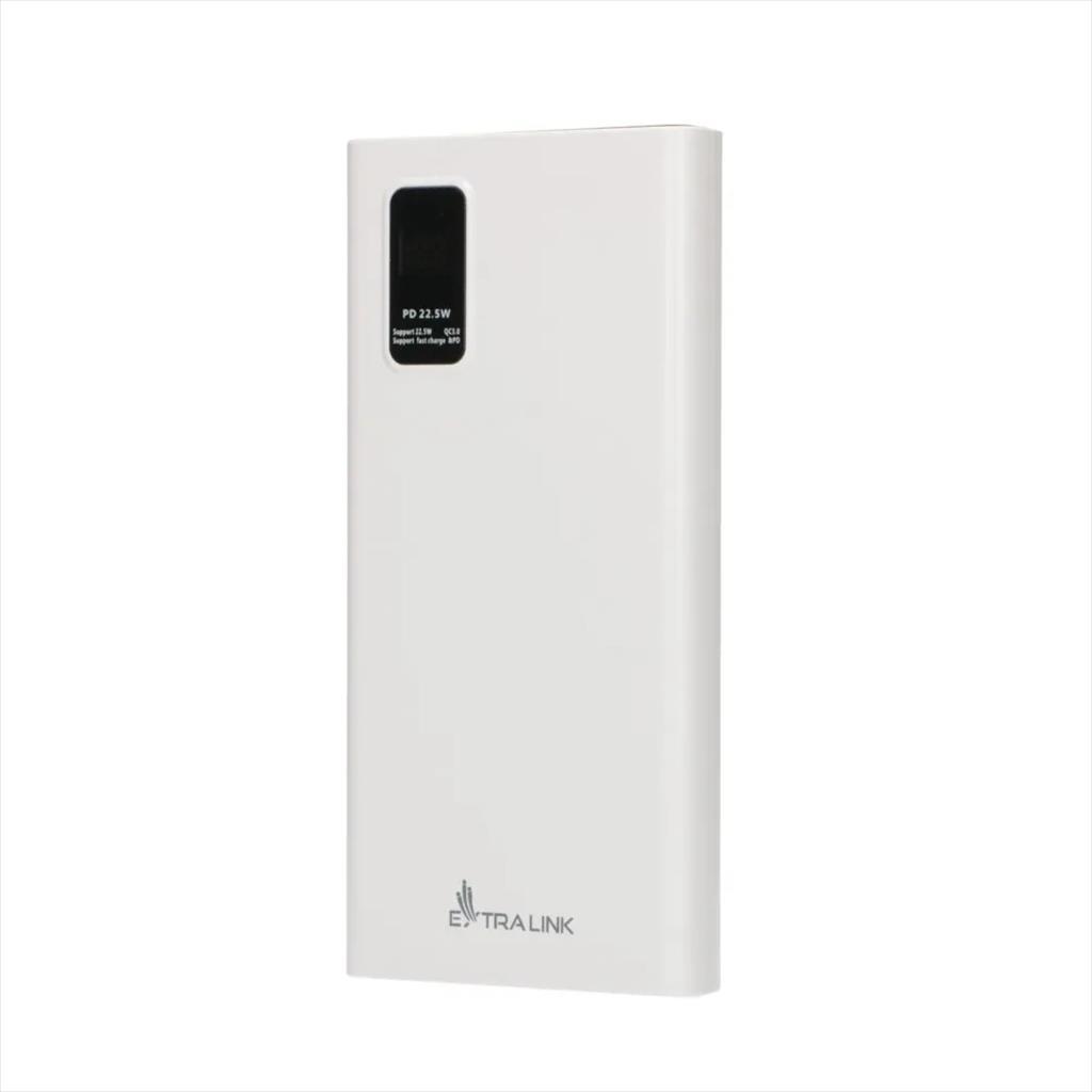 POWER BANK EXTRALINK EPB-067W 10000mAh (22.5W Fast charge) w/digital display Dual input (Micro-USB, USB-C) /output( 2x USB-A, USB-C), White 34099