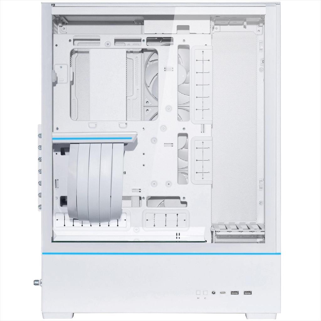 CASE LIAN LI ATX SUP01W WHITE, 3-side MESH, Small Tower w/ Tempered glass, dual ARGB STRIPS, PCIE 4.0 RISER, 3x 120mm PWM fans, USB 3.1 TYPE-C - Image 3