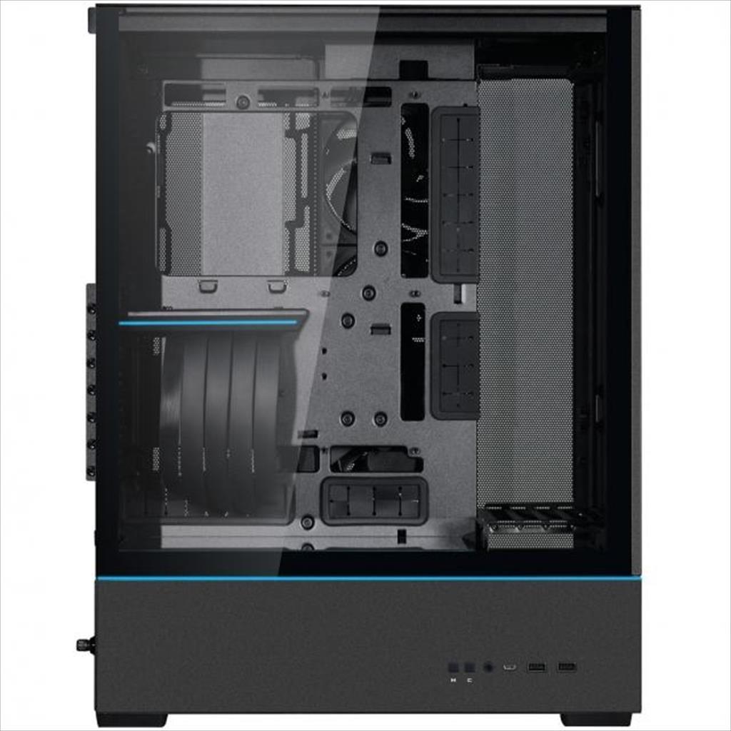 CASE LIAN LI ATX SUP01X BLACK, 3-side MESH, Small Tower w/ Tempered glass, dual ARGB STRIPS, PCIE 4.0 RISER, 3x 120mm PWM fans, USB 3.1 TYPE-C - Image 3