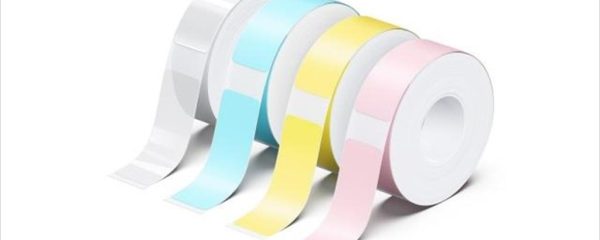 LABEL ADHESIVE ROLL 4x 180pcs UPRINT STICK EASY UP21, pink, yellow, blue, transparent