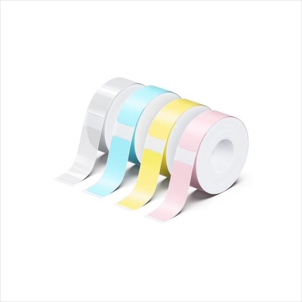 LABEL ADHESIVE ROLL 4x 180pcs UPRINT STICK EASY UP21, pink, yellow, blue, transparent